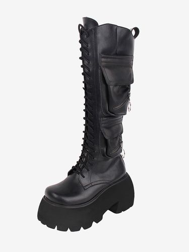 Bottes Lolita Gothiques Cuir PU PU Bout Rond Chaussures Lolita - milanoo.com - Modalova