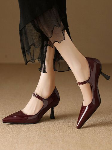 Chaussures Vintage en Cuir Verni Bordeaux à Bout Pointu - milanoo.com - Modalova
