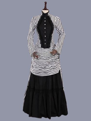 Costumes rétro Volants Costume Marie Antoinette Robe à rayures en polyester Tunique rétro femme Costume 18ème siècle - milanoo.com - Modalova
