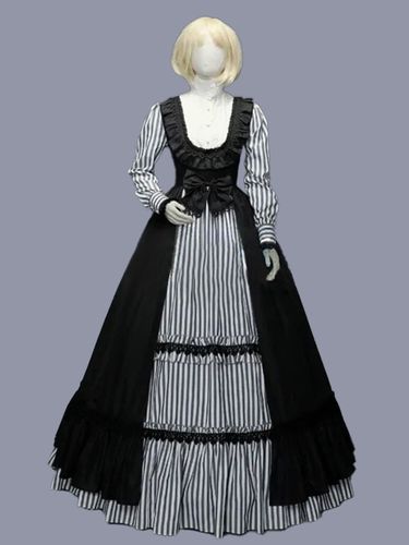 Costumes rétro volants robe à rayures en Polyester tunique rétro Costume Marie Antoinette vêtements Vintage - milanoo.com - Modalova