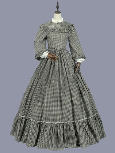 Costumes rétro volants Costume Marie Antoinette robe à carreaux en Polyester tunique rétro robe de bal mascarade - milanoo.com - Modalova