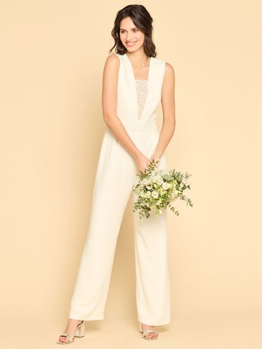 Combinaison de mariée tenue de mariage civil col V sans manche - milanoo.com - Modalova