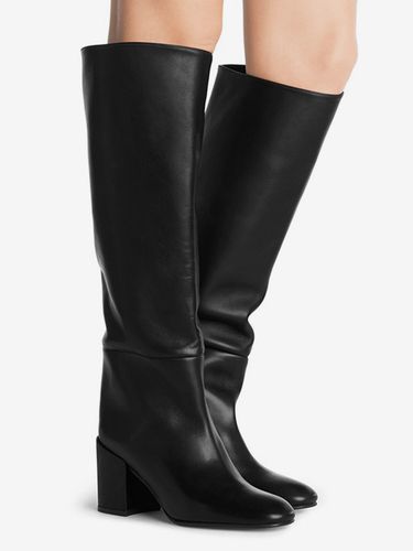 Bottes hautes noires à bout pointu talon bloc chaussures - milanoo.com - Modalova