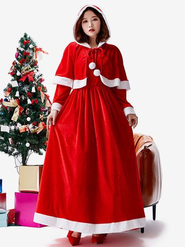 Ensemble Robe De Noël Cape Costumes De Vacances De Noël Déguisement - milanoo.com - Modalova