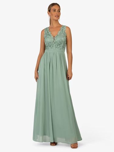 Robe de soirée pour mère de la mariée col en v sans manches ligne a en dentelle longueur cheville robes d\'invitées pour mariage - milanoo.com - Modalova