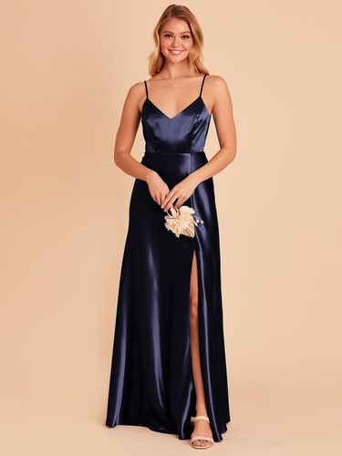 Robe de demoiselle d\'honneur trapèze longueur au sol dos nu en tissu satiné robe de soirée de mariage - milanoo.com - Modalova