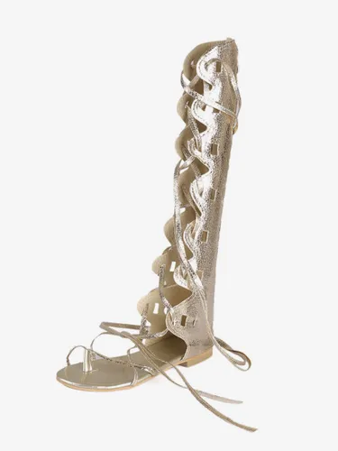 Gladiator Or Sandales Femmes 2026 Bout large Boucle à lacet chaussures Sandales plates - milanoo.com - Modalova