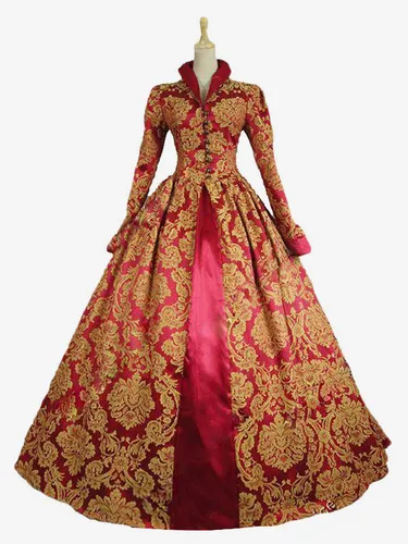 Robe Rétro Royal médiévale Rococo Marie Antoinette Costume Vintage Opéra avec dentelle Déguisements Halloween Bourgogne - milanoo.com - Modalova