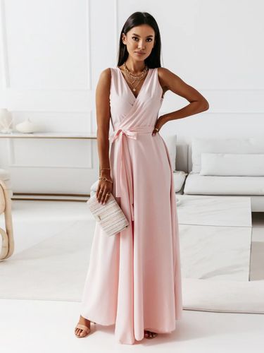 Robes De Soirée Robe Semi-formelle À Col En V À Lacets Sans Manches - milanoo.com - Modalova