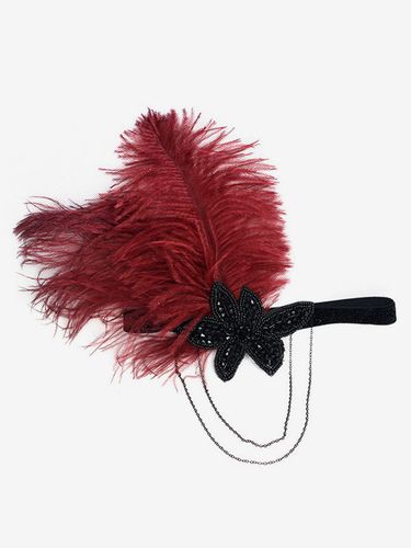 Bandeau Flapper 1920s Costume The Great Gatsby Coiffes Plume Bourgogne Accessoires Charleston Robe Vintage Femmes Déguisements Halloween - milanoo.com - Modalova