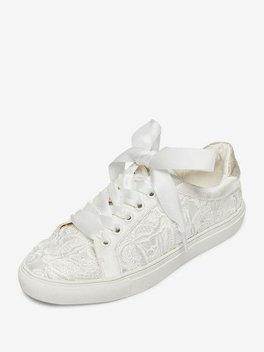Chaussures de mariages en toile à bout rond chaussures de baskets de mariée plates - milanoo.com - Modalova