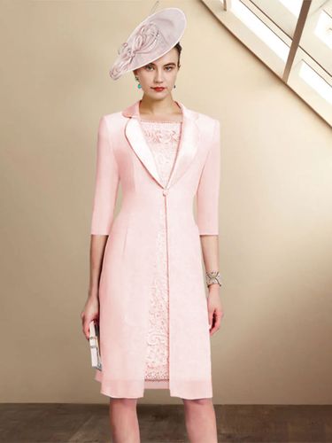 Robe de soirée pour la mère de la mariée bijou cou demi manches gaine dentelle robes d\'invité de mariage personnalisation gratuite - milanoo.com - Modalova