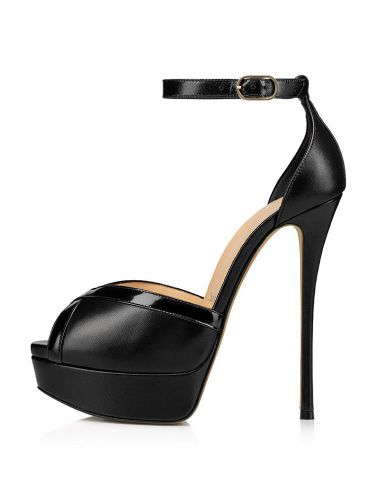 Sandales de Soirée à Talons Hauts avec Bout Ouvert à Lacets Unicolore - milanoo.com - Modalova