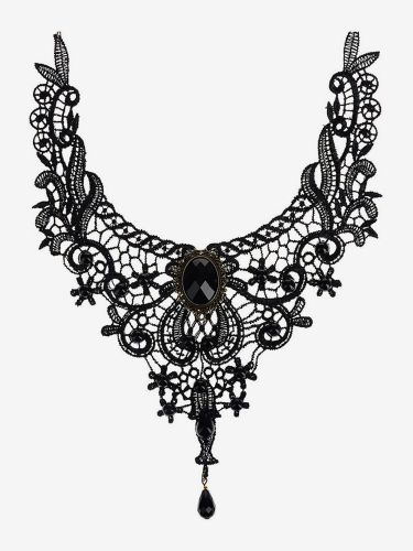 Gothic Lolita collier découpe coeur et fleur Lolita Collier Collier en dentelle Déguisements Halloween - milanoo.com - Modalova