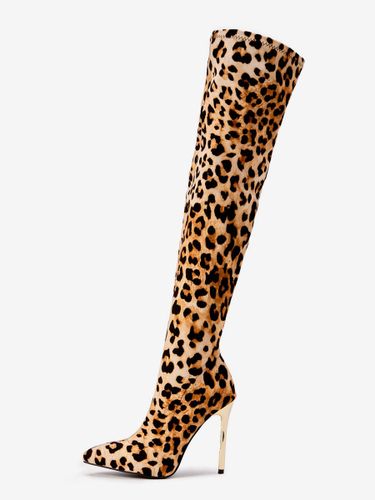 Cuissardes à Talons Hauts avec Bout Rond Bicolores - milanoo.com - Modalova