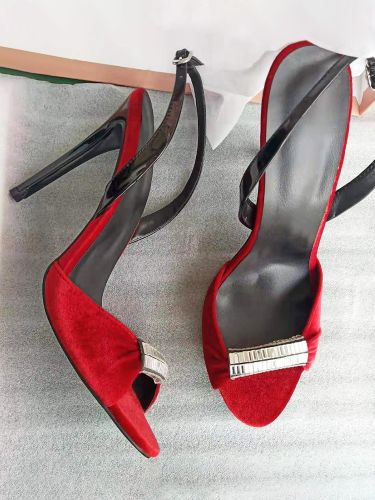 Sandales En Velours Chaussures De Soirée Talons Hauts À Bout Ouvert Bride - milanoo.com - Modalova