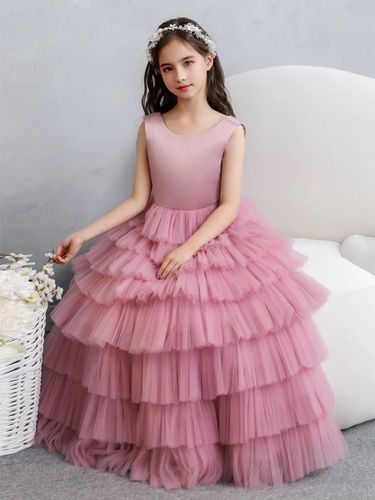 Robes de demoiselle d\'honneur de mariage robes d\'occasion spéciale rose fuchsia nœuds sans manches - milanoo.com - Modalova