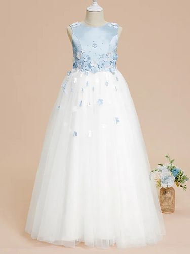 Robes de demoiselle d\'honneur de mariage robes d\'occasion spéciale bleu bébé nœuds sans manches - milanoo.com - Modalova