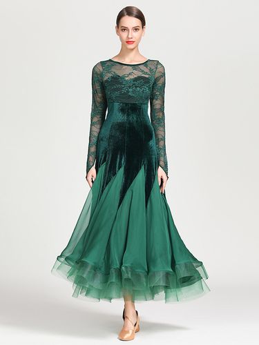 Costumes de danse de salon s élégantes dentelle transparente robe en mousseline de soie dentelle - milanoo.com - Modalova