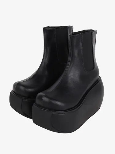 Bottes gothiques Lolita en cuir PU à bout rond chaussures Lolita - milanoo.com - Modalova