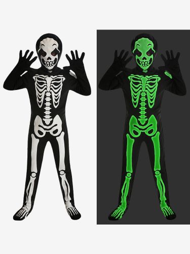 Halloween Costume de cosplay en os de crâne blanc pour enfants costume de fantôme de scène costume de fête une pièce pour Halloween - milanoo.com - Modalova