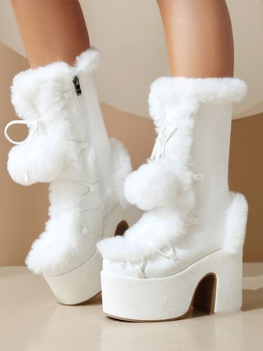 Bottes Sweet Lolita en daim avec nœuds et bout rond chaussures Lolita blanches - milanoo.com - Modalova