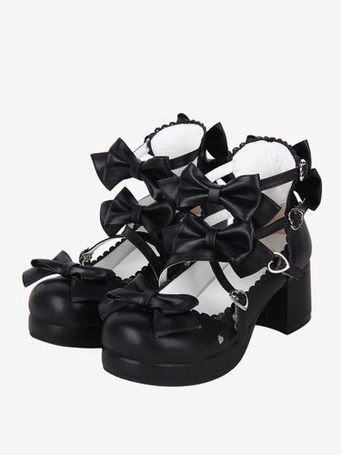 Sandales Sweet Lolita avec nœuds et bout rond en cuir PU chaussures d\'été Lolita - milanoo.com - Modalova