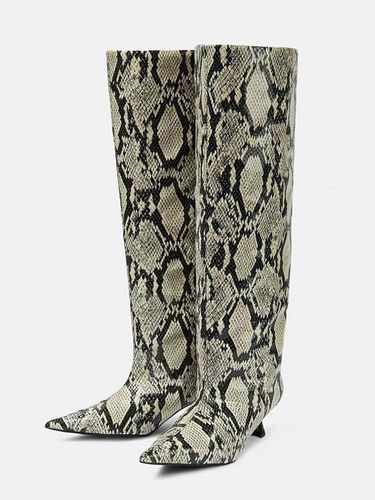 Bottes hautes à talons chaton et imprimé serpent bottes à larges griffess - milanoo.com - Modalova