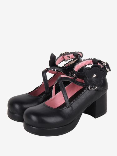 Sweet Lolita Footwear Chaussures Lolita en cuir PU à bout rond et nœud - milanoo.com - Modalova