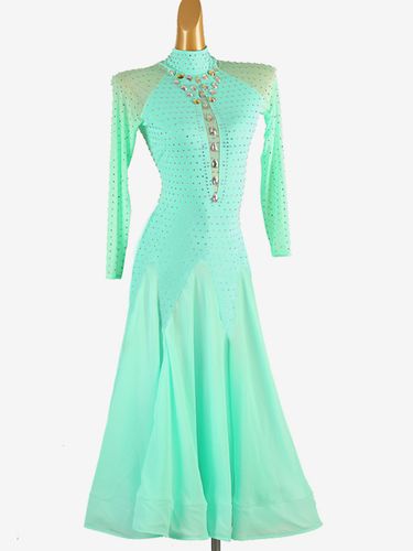 Costumes de danse de salon vert menthe s Lycra Spandex ensemble robe strass robe de danse - milanoo.com - Modalova