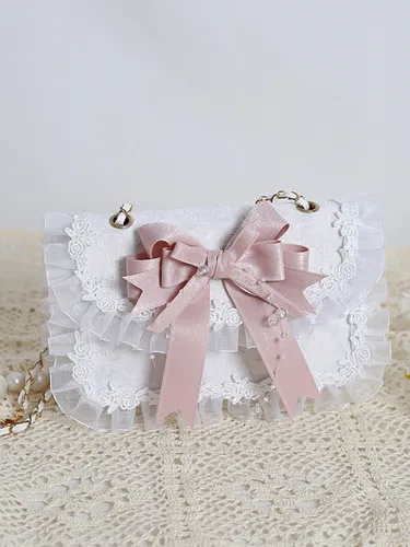Sac à main Sweet Lolita avec nœuds en Organza rose sac à main en dentelle et fibre de Polyester accessoires Lolita - milanoo.com - Modalova