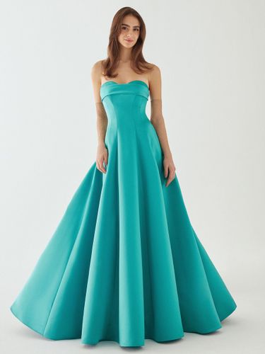 Robe de demoiselle d\'honneur ligne a longueur au sol fermeture éclair tissu satiné robe de soirée de mariage - milanoo.com - Modalova