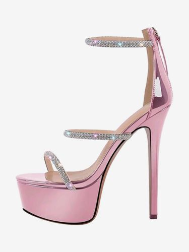 Sandales à talons sexys plateforme bout ouvert strass bretelles talons aiguilles - milanoo.com - Modalova