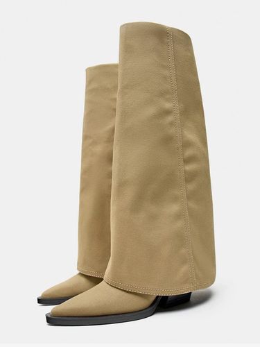 Bottes mi-mollets bottes à talons épais en polyester à bout pointu - milanoo.com - Modalova