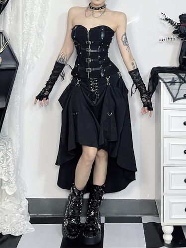 Jupes gothiques Lolita SK avec détails en métal à lacets - milanoo.com - Modalova
