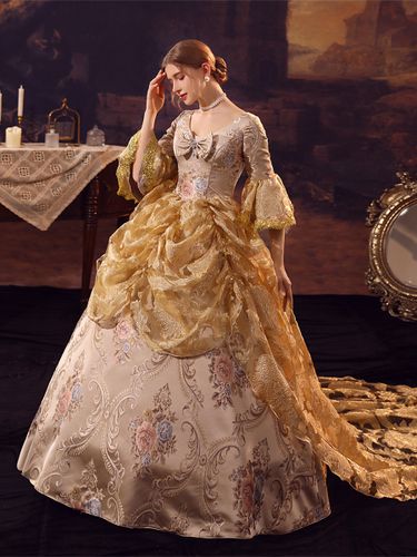 Robe Victorienne rétro à volants Costume Marie-Antoinette robe en Polyesters robe de bal de fête royale - milanoo.com - Modalova