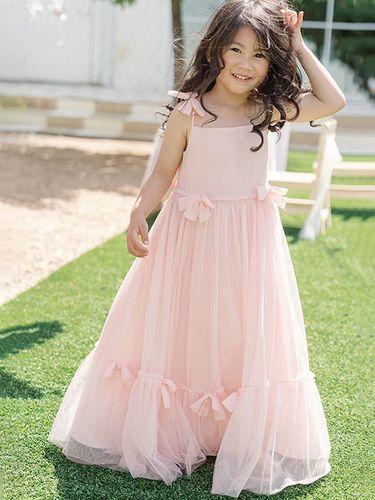 Robes de fille de fleur blanche Organza rose doux sans manches col bijou robes de fille de fleur - milanoo.com - Modalova