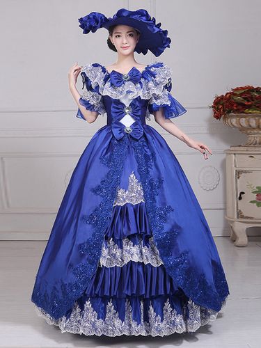 Costumes rétro avec nœuds et chapeau en polyesters ensemble de costumes rétro Marie-Antoinette vêtements vintage - milanoo.com - Modalova