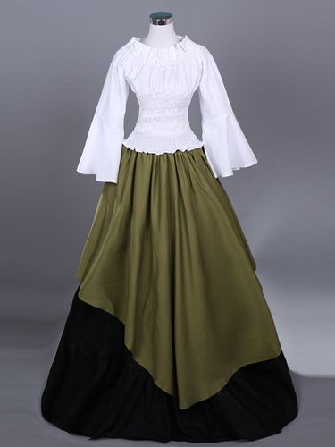 Costumes rétro vert chasseur pour femmes ensemble haut et jupe plissés en polyester costume Marie-Antoinette vêtements rétro vintage - milanoo.com - Modalova