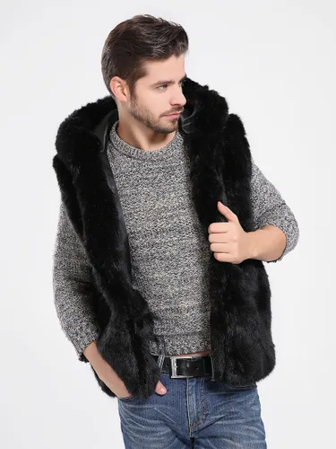 Gilet En Fausse Fourrure Hiver Chaud s Sans Manches Col Rabattu Capuche - milanoo.com - Modalova