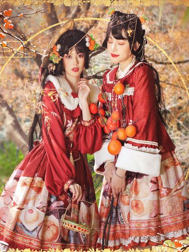 Robe Lolita De Style Chinois Nœuds Manches Longues Imprimé Floral - milanoo.com - Modalova