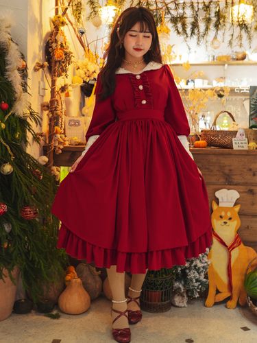 Robe Lolita Classique Polyester Volants Robes Lolita Manches Longues Classique Bleu Bébé - milanoo.com - Modalova