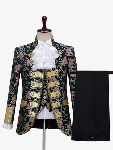 Ensemble Costume Vintage Rétro Imprimé Floral Médiéval Manches Longues Rétro Hommes - milanoo.com - Modalova