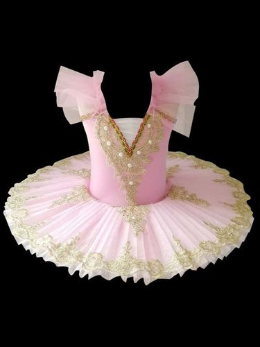 Robe de Ballet fille enfant costume ballerine à volants perles en dentelle manches courtes - milanoo.com - Modalova
