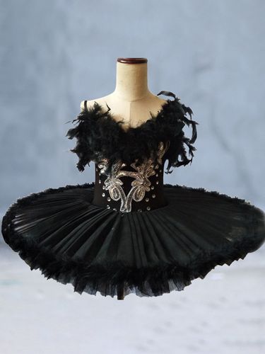 Robe de Ballet pour fille ballerine plumes volants dentelle Polyester vêtements de danse - milanoo.com - Modalova