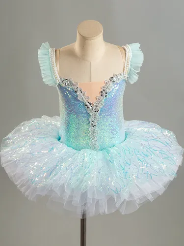 Robe de Ballet violette pour femmes et adultes ensemble de robe en Polyester ombré à volants et paillettes vêtements de danse - milanoo.com - Modalova
