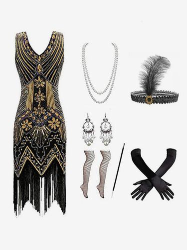 Costumes Rétro s Franges En Strass Marie-Antoinette Ensemble Accessoire Robe De Bal Vintage Bourgogne - milanoo.com - Modalova