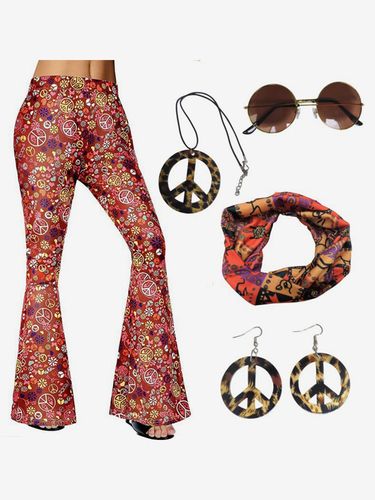 Costumes Rétro Femmes Fleuri Pantalon En Polyester Accessoire Ensemble Vintage - milanoo.com - Modalova