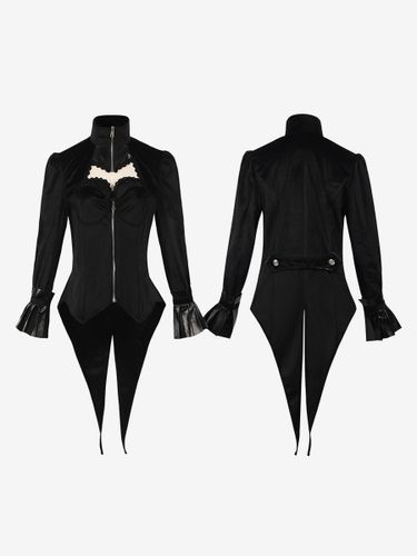 Manteau mi-long gothique pour femme trench slim col montant smoking palais - milanoo.com - Modalova