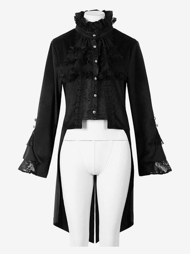 Manteau gothique mi-long pour femme trench-coat slim col montant foncé smoking de palais mode automne et hiver - milanoo.com - Modalova